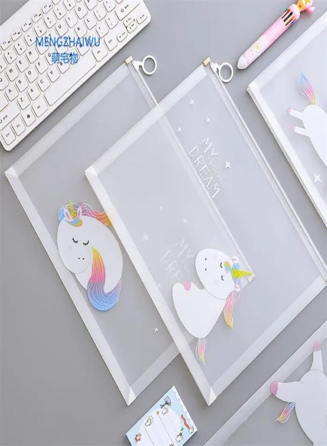 تارا13 حقيبة شفافة بسحاب من TERA 13 بتصميم كرتوني يونيكورن، مثالية لحفظ الأقلام والقرطاسية، وهي هدية رائعة للأطفال في أعياد ميلادهم (6 قطع). - Image 5